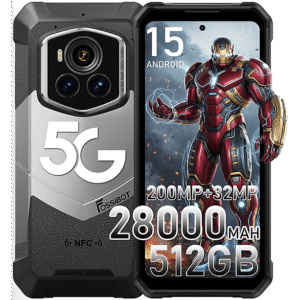 FOSSIBOT F107 Pro 5G 28000mAh 16GB 120Hz 200MP Nachtsicht — Smartphone, Negro, 512 GB, 12 GB RAM, Móvil Android