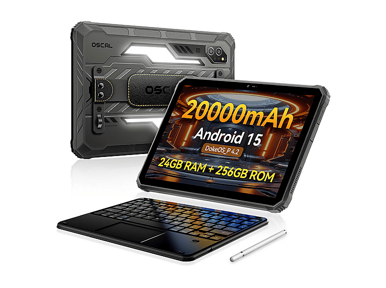 OSCAL SPIDER 10 Con Teclado (QWERTY) — Tablet, 256 GB, Negro, 8 GB RAM, 11" Full-HD+