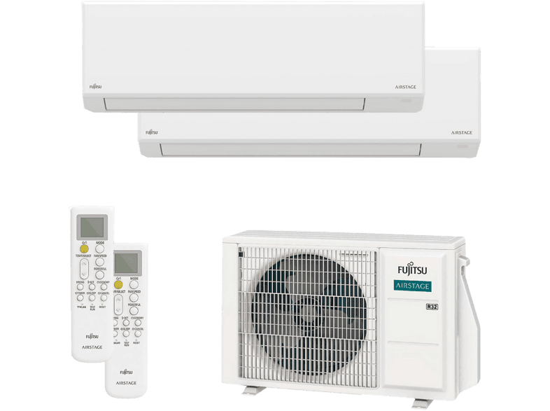 FUJITSU AOEH14KACB2/ASEH07KLTBL/ASEH07KLTBL — Aire acondicionado Split 2 x 1, Blanco, 2924 fg/h, Función Inverter
