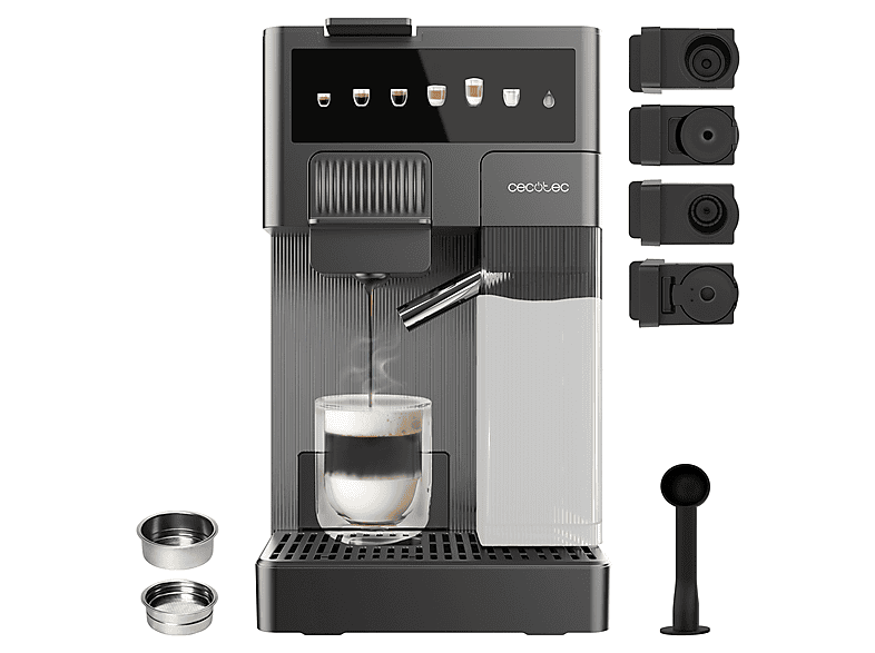 CECOTEC FreeStyle Latte T — Cafetera de cápsulas, 1350 W, Gris, 20 bar, 0,4 l