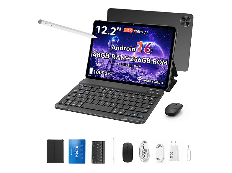 BLACKVIEW MEGA 5 — Tablet, 256 GB, Gris, 12 GB RAM, 12,2" Full-HD