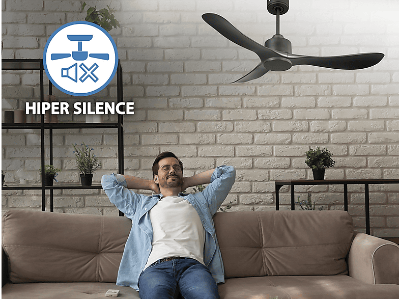PURLINE TiomanD132C0365189 — Ventilador de techo, 6 velocidades, Negro - Imagen 2