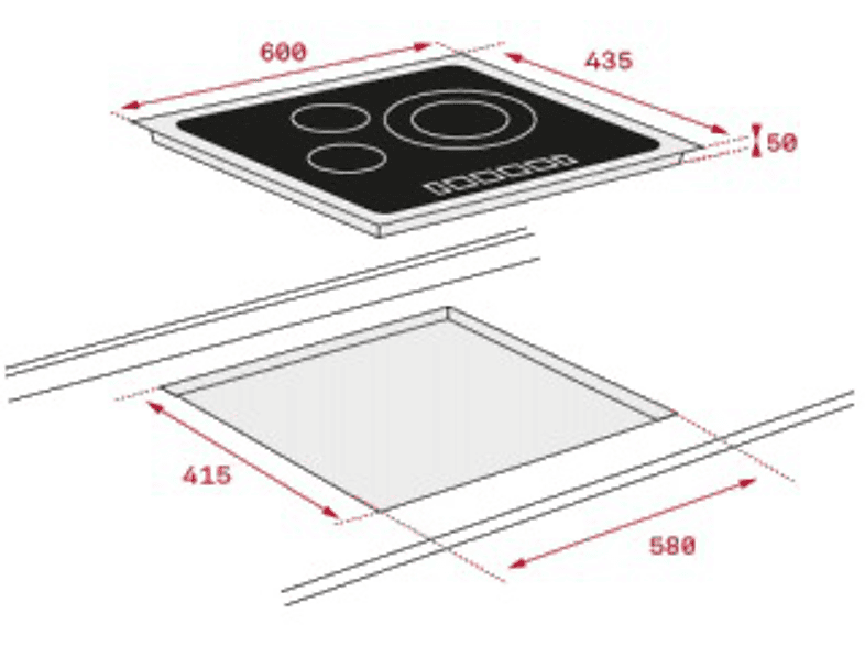 TEKA TR5300 — Placa vitrocerámica, Zona grande 23 cm, 60 cm, Negro, 3 zonas - Imagen 2