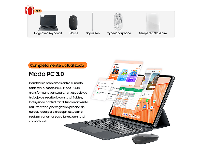 BLACKVIEW MEGA 12 — Tablet, 256 GB, Dorado, 12 GB RAM, 12,2" Full-HD+ - Imagen 2