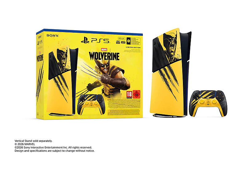 SONY PS5 Slim Digital Edition: Edición Limitada Battle Yellow de Marvel's Wolverine — Consola, 825 GB SSD, Amarillo, 4K, 1 mando - Imagen 2