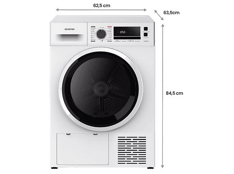 INFINITON SD-BC9DWP — Secadora Bomba de Calor, 9 kg, 16 programas, Blanco - Imagen 2