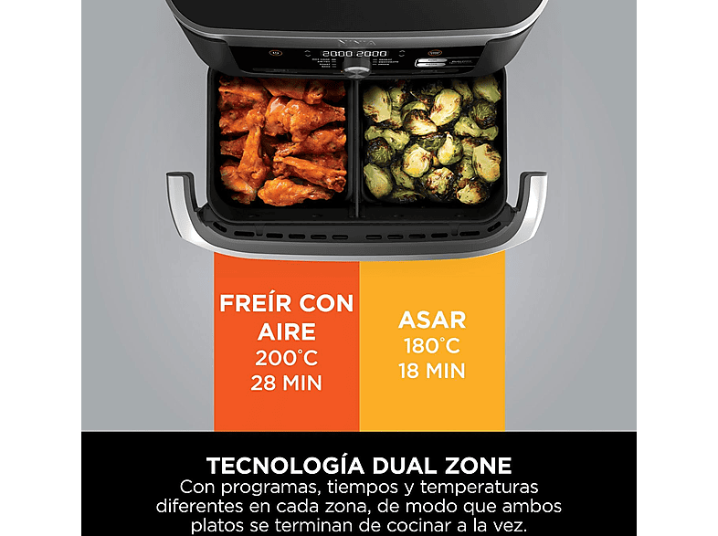 NINJA FlexDrawer 7 en 1 AF500EU — Freidora de aire, 2470 W, Negro, 7 Programas, Capacidad 10.4l - Imagen 2
