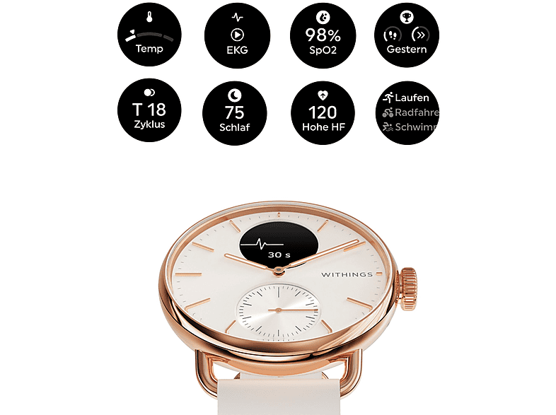 WITHINGS ScanWatch 2 — Smartwatch, Dorado, Acero inoxidable - Imagen 2