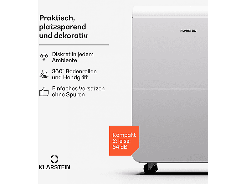 KLARSTEIN DryFy Grand — Deshumidificador, 90 m², Blanco, 8 l - Imagen 2