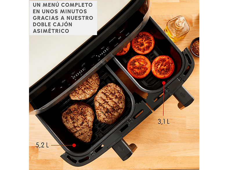 MOULINEX Dual Fry & Grill EZ905D — Freidora de aire, 2700 W, 8.3 L, Táctil, Inox - Imagen 2