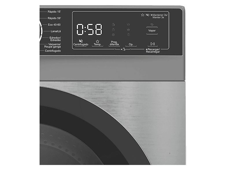 EDESA EWF-7201 X — Lavadora carga frontal, 7 kg, 15 programas, Inox - Imagen 2