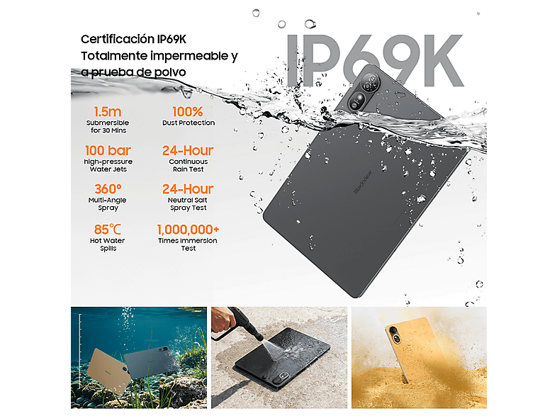 BLACKVIEW MEGA 12 — Tablet, 256 GB, Dorado, 12 GB RAM, 12,2" Full-HD+ - Imagen 3