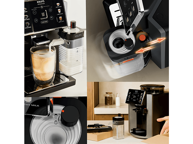 KRUPS Sensation Milk EA912B — Cafetera superautomática, 1450 W, 1.7 L, Depósito de leche 0.3 L, Táctil - Imagen 3