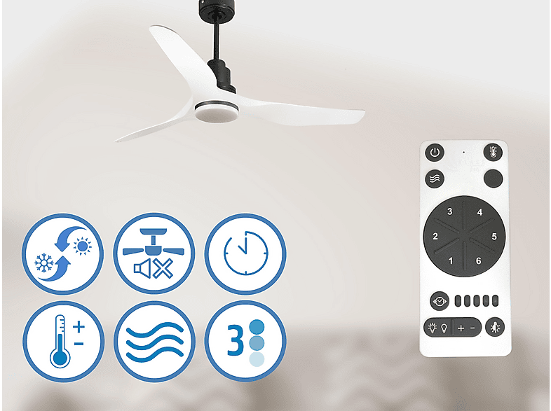 PURLINE ThassosD127C04LED64623 — Ventilador de techo, 18 W, 6 velocidades, Negro - Imagen 3