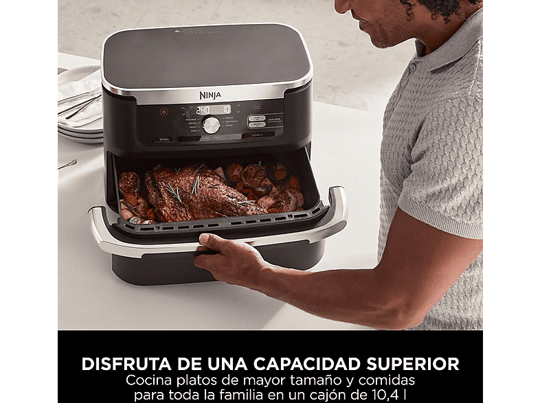 NINJA FlexDrawer 7 en 1 AF500EU — Freidora de aire, 2470 W, Negro, 7 Programas, Capacidad 10.4l - Imagen 3