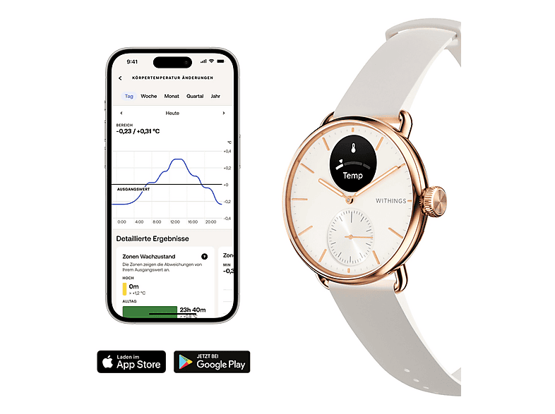 WITHINGS ScanWatch 2 — Smartwatch, Dorado, Acero inoxidable - Imagen 3