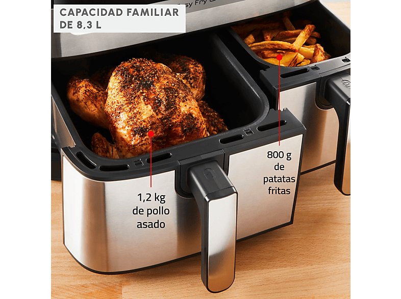 MOULINEX Dual Fry & Grill EZ905D — Freidora de aire, 2700 W, 8.3 L, Táctil, Inox - Imagen 3