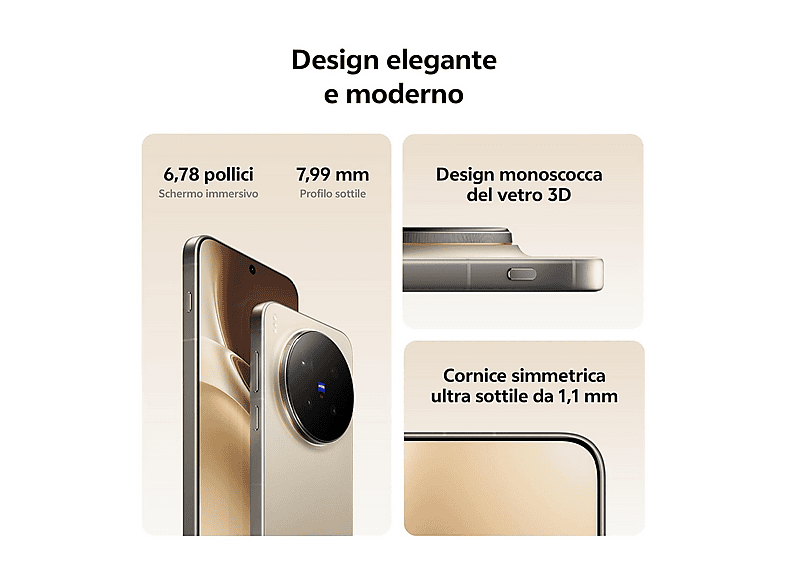 VIVO X300 PRO 6.78P/5G/8N/16+512GB/BR — Smartphone, 16 GB RAM, 6,78" AMOLED 120 Hz, 5440 mAh, Dune Brown - Imagen 3