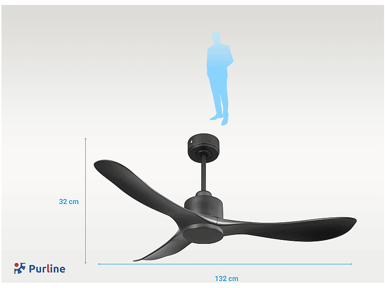 PURLINE TiomanD132C0365189 — Ventilador de techo, 6 velocidades, Negro - Imagen 3
