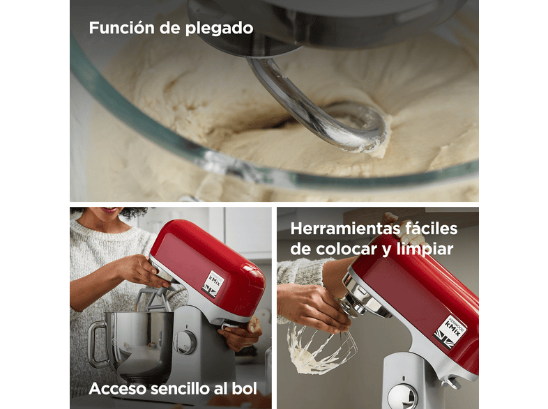 KENWOOD- — Robot de cocina, 1000 W Bol de 5 l, Rojo, Kenwood kMix KMX750RD, Amasadora de repostería - Imagen 4