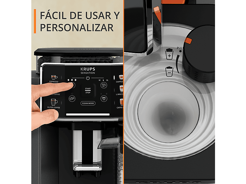 KRUPS Sensation Milk EA912B — Cafetera superautomática, 1450 W, 1.7 L, Depósito de leche 0.3 L, Táctil - Imagen 4