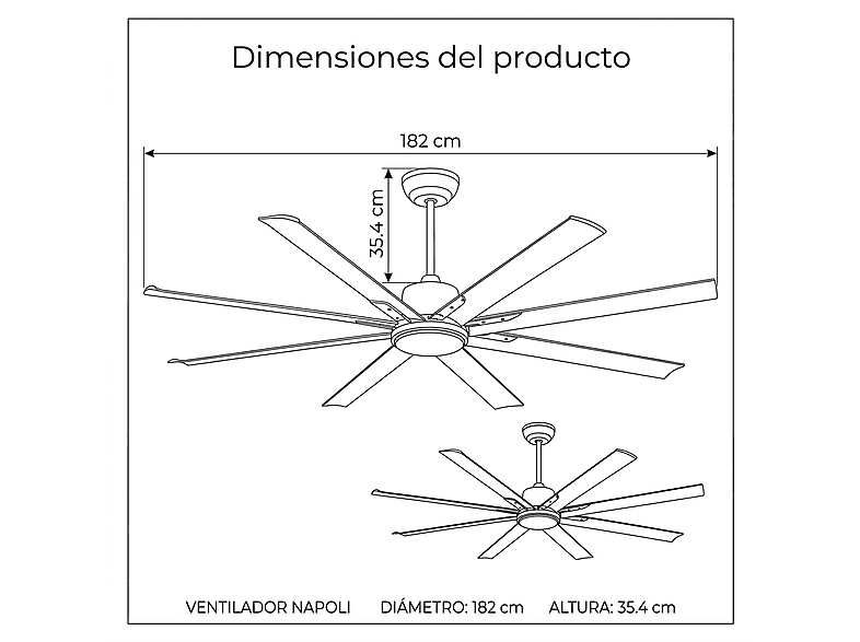 SELEOK NAPOLI_182 — Ventilador de techo, 6 velocidades, Negro - Imagen 4