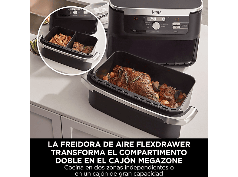 NINJA FlexDrawer 7 en 1 AF500EU — Freidora de aire, 2470 W, Negro, 7 Programas, Capacidad 10.4l - Imagen 4