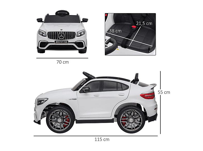 HOMCOM +3 años — Coche Eléctrico Infantil, mando, música, luces, doble apertura - Imagen 4