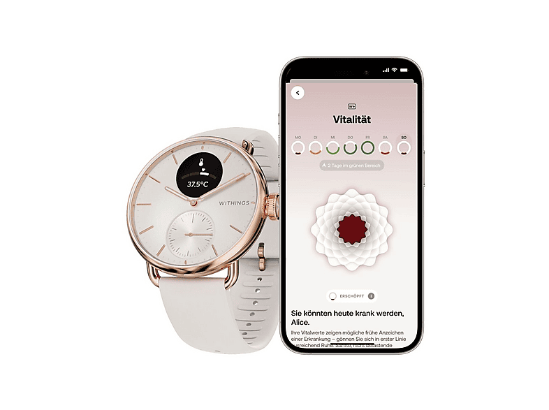 WITHINGS ScanWatch 2 — Smartwatch, Dorado, Acero inoxidable - Imagen 4