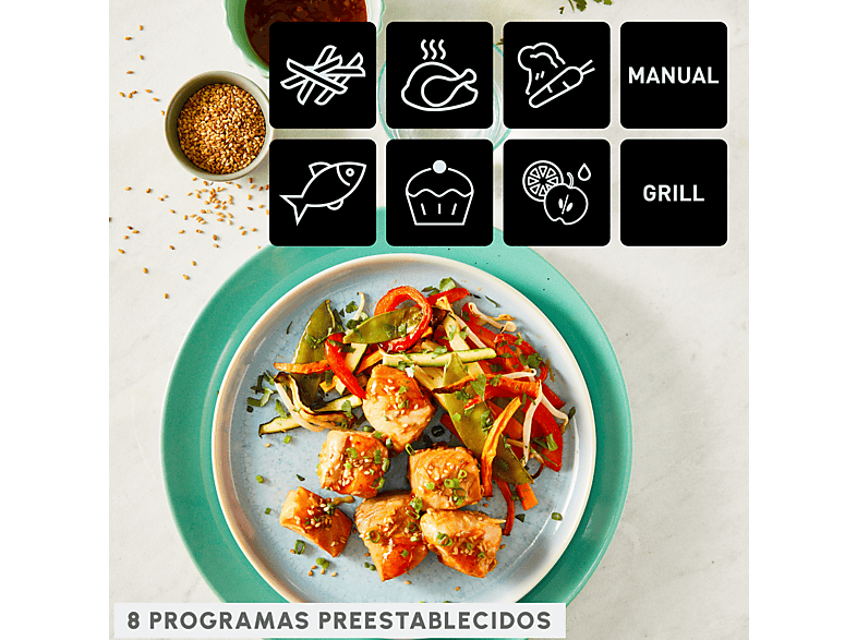 MOULINEX Dual Fry & Grill EZ905D — Freidora de aire, 2700 W, 8.3 L, Táctil, Inox - Imagen 4