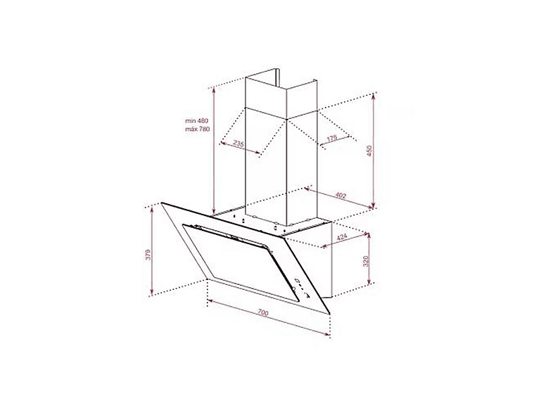 TEKA 112930059 — Campana decorativa, 3 velocidades, 786 m³/h, 700 mm, Negro - Imagen 4