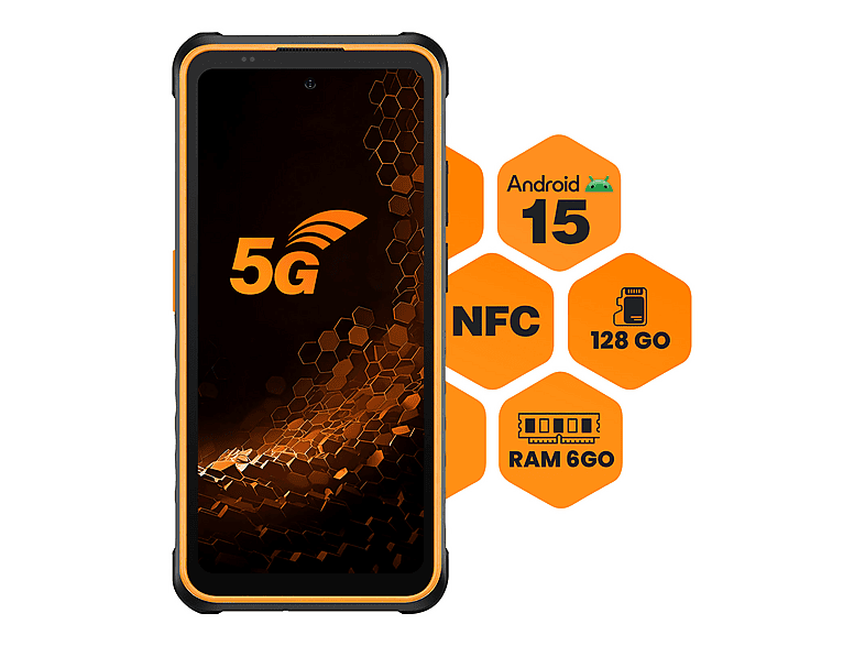 HAMMER TEL001106 — Smartphone, 128 GB, 6 GB RAM, 6050 mAh, Negro / Naranja - Imagen 5