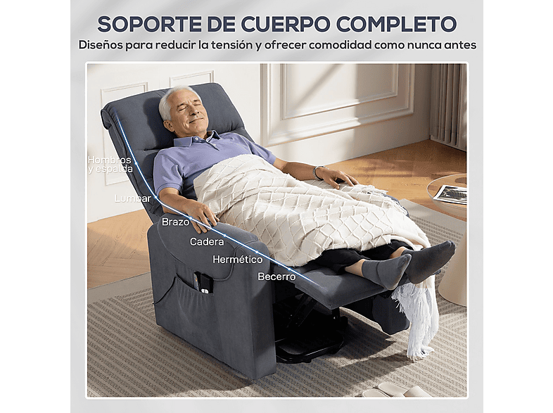 HOMCOM 713-090V92GY — Sillón levanta personas, 42,6 kg, Gris - Imagen 5