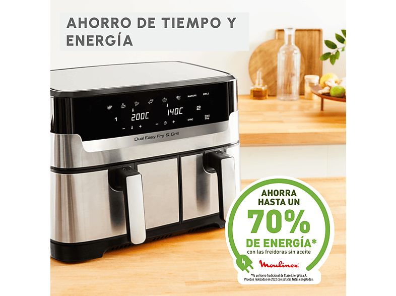 MOULINEX Dual Fry & Grill EZ905D — Freidora de aire, 2700 W, 8.3 L, Táctil, Inox - Imagen 5