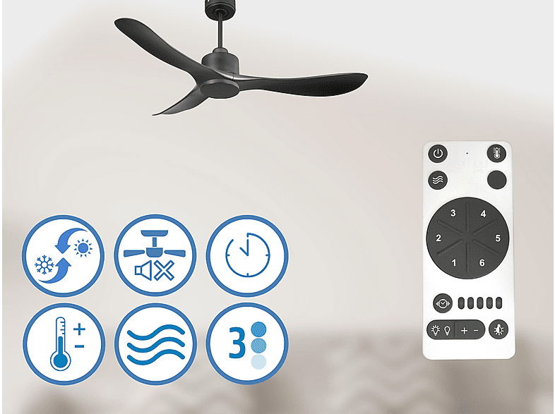 PURLINE TiomanD132C0365189 — Ventilador de techo, 6 velocidades, Negro - Imagen 5