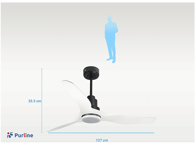 PURLINE ThassosD127C04LED64623 — Ventilador de techo, 18 W, 6 velocidades, Negro - Imagen 6