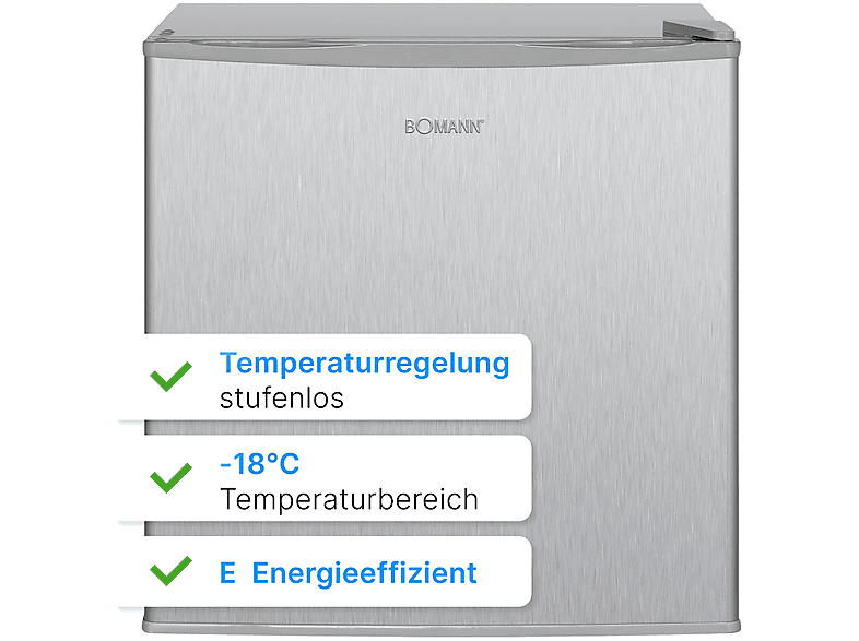 BOMANN 734190 — Congelador bajo encimera, 510 mm, Inox, 31 l - Imagen 6