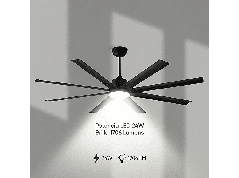 SELEOK NAPOLI_182 — Ventilador de techo, 6 velocidades, Negro - Imagen 6