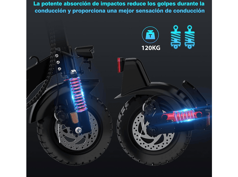 HITWAY H9 — Patinete eléctrico, Pot. máx. 150 W, Carga máx. 50 kg, 2600 mAh, Rojo - Imagen 6