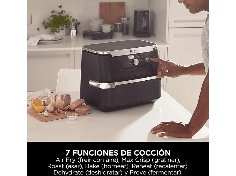 NINJA FlexDrawer 7 en 1 AF500EU — Freidora de aire, 2470 W, Negro, 7 Programas, Capacidad 10.4l - Imagen 6