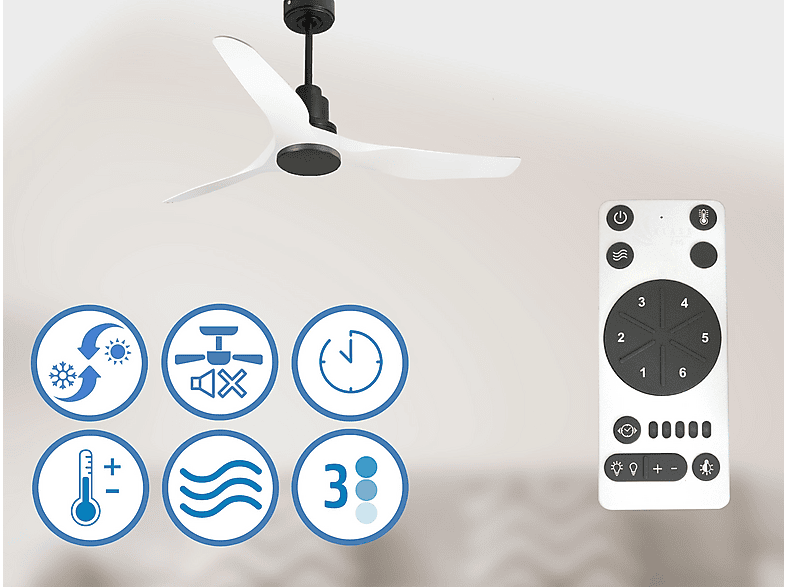 PURLINE ThassosD127C0464566 — Ventilador de techo, 6 velocidades, Negro - Imagen 6