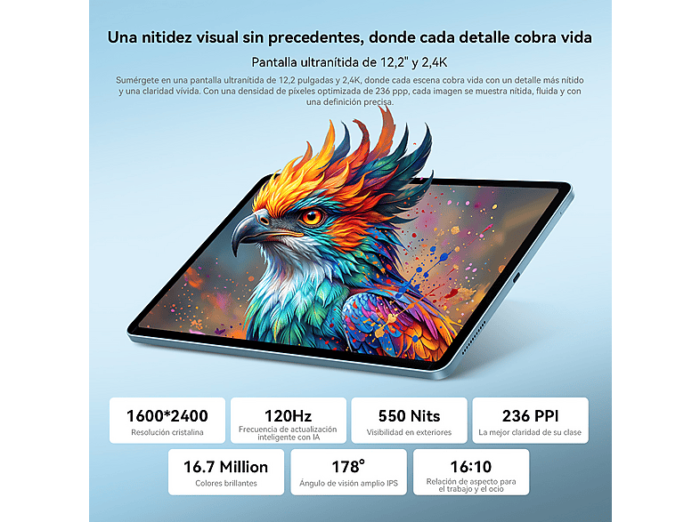 BLACKVIEW MEGA 5 — Tablet, 256 GB, Azul, 12 GB RAM, 12,2" Full-HD - Imagen 6