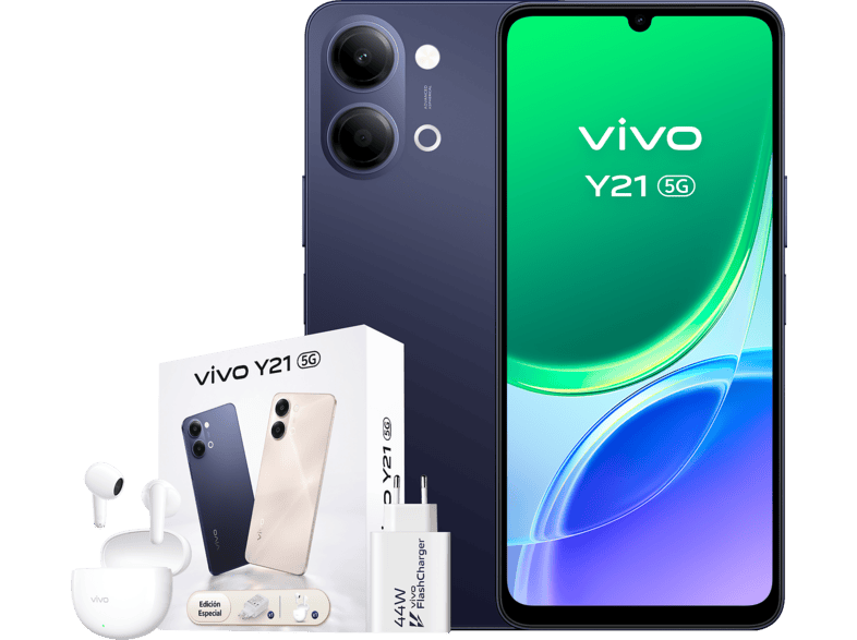 VIVO Y21 — Smartphone, Negro, 128 GB, 4 GB RAM, 6.500 mAh + Cargador vivo 44W FlashCharger + Auriculares vivo Buds Air3 - Imagen 6