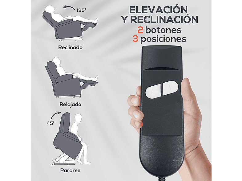 HOMCOM 713-090V92GY — Sillón levanta personas, 42,6 kg, Gris - Imagen 6