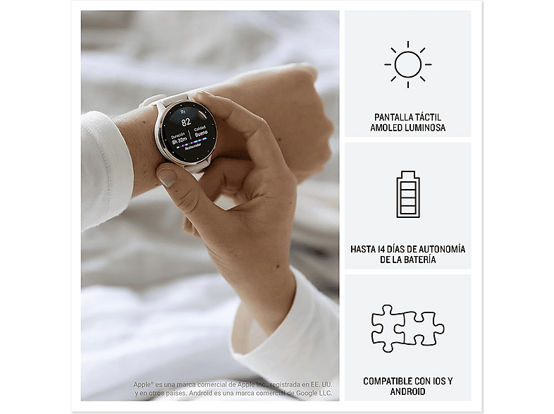GARMIN VENU 3S — Smartwatch, Negro, PEBBLE GRAY AND SLATE, WW - Imagen 6
