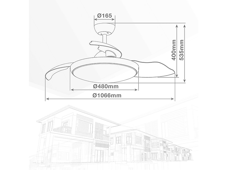 GSC 300005024 — Ventilador de Techo, 40 W, 6 velocidades, Níquel, Aspas retráctiles - Imagen 6