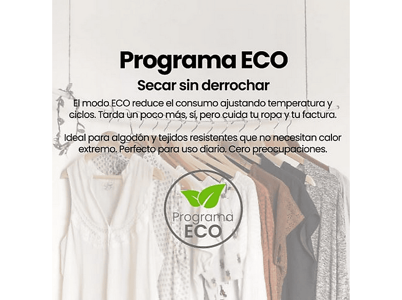 INFINITON SD-BC9DWP — Secadora Bomba de Calor, 9 kg, 16 programas, Blanco - Imagen 7