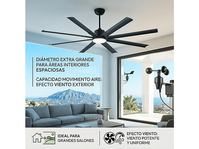SELEOK NAPOLI_182 — Ventilador de techo, 6 velocidades, Negro - Imagen 7