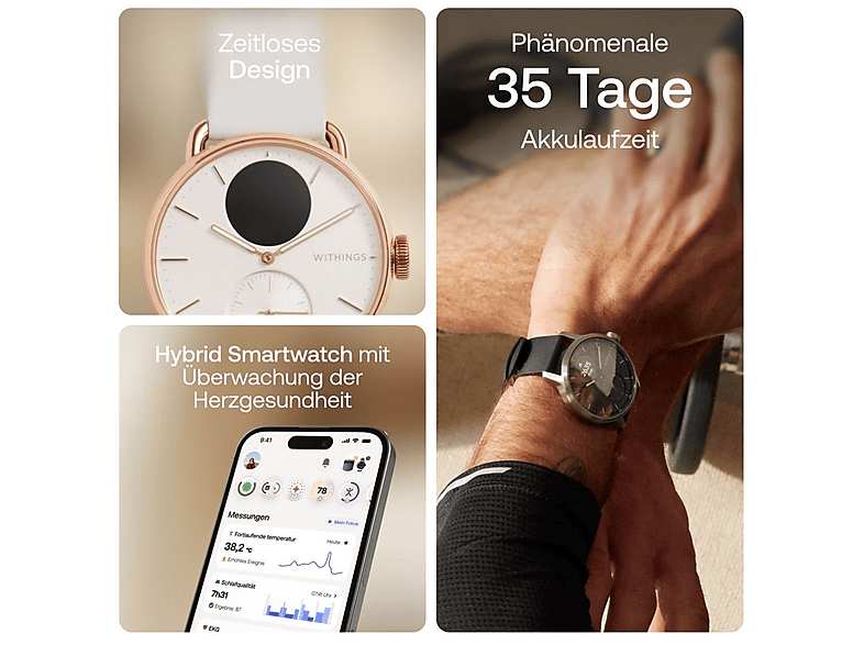 WITHINGS ScanWatch 2 — Smartwatch, Dorado, Acero inoxidable - Imagen 7