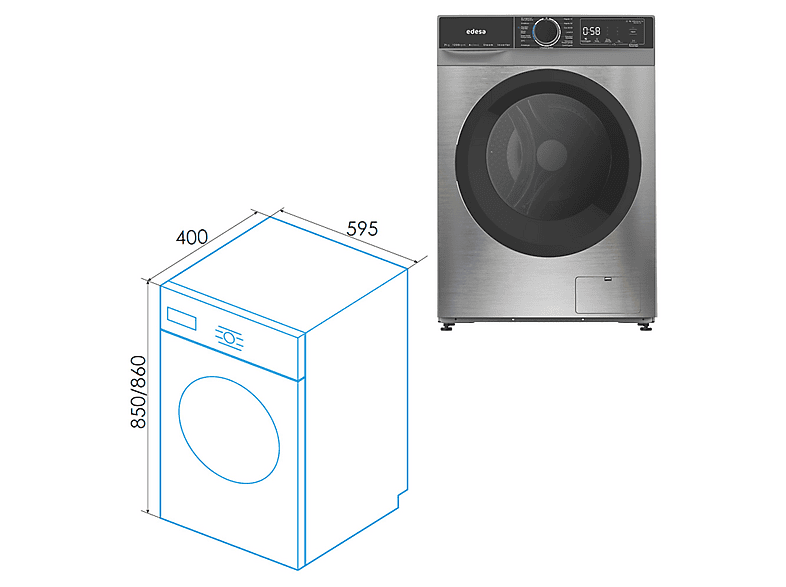EDESA EWF-7201 X — Lavadora carga frontal, 7 kg, 15 programas, Inox - Imagen 7